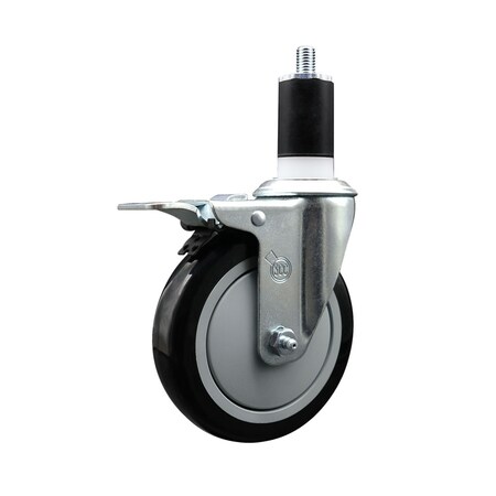 Service Caster 5'' Black Poly Swivel 1-1/2'' Expanding Stem Caster Total Lock Brake SCC-EXTTL20S514-PPUB-BLK-112